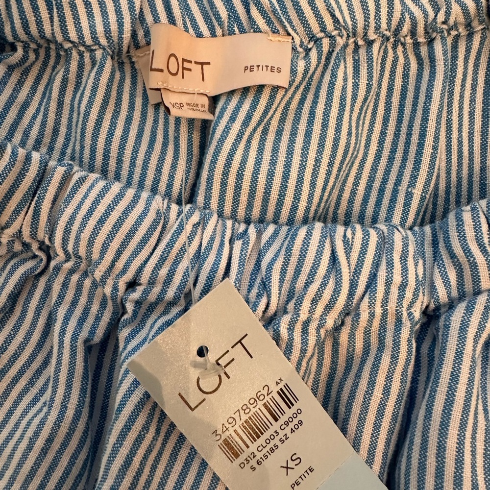 LOFT Linen Blend Blue Striped Two-Piece Set (XS Petite) - Picture 10 of 11
